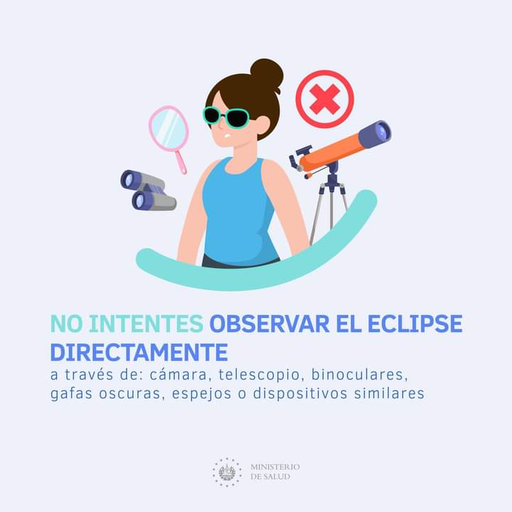 jonafilms's tweet photo. @MedioAmbienteSV ⚠️ Faltan pocas horas para uno de los eclipses más esperados del año, por ello, queremos hacerte las siguientes recomendaciones para que protejas tu visión. https://t.co/hGPgqdUbPw