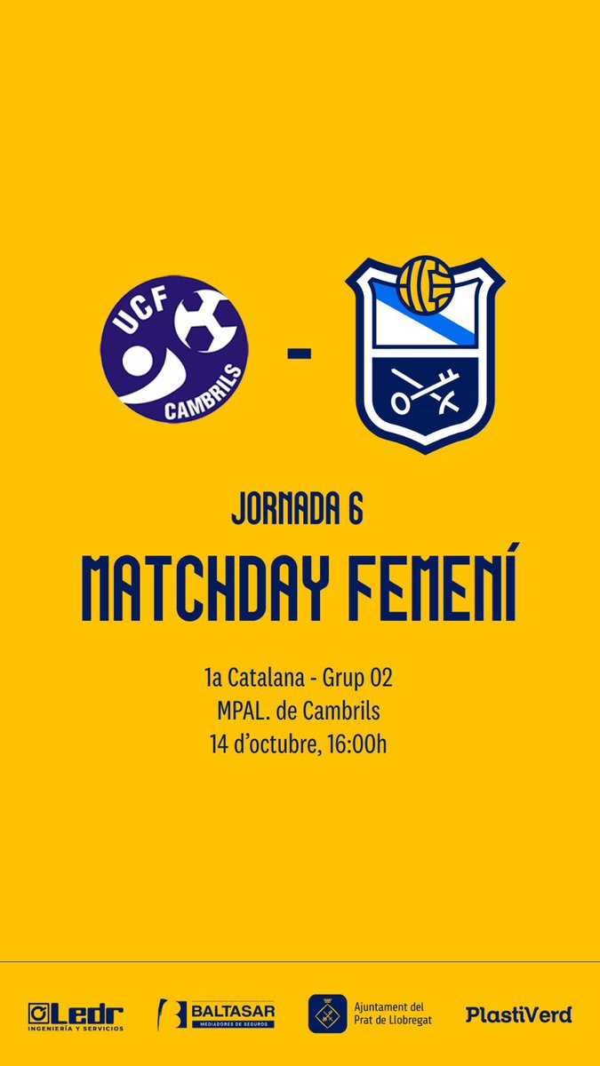 aeprat1945's tweet photo. [𝐌𝐀𝐓𝐂𝐇𝐃𝐀𝐘 𝐏𝐑𝐈𝐌𝐄𝐑 𝐄𝐐𝐔𝐈𝐏 𝐅𝐄𝐌𝐄𝐍𝐈́]

🆚 @CambrilsUCF 
📍 MPAL. De Cambrils
🗓️ 14 d’octubre
🕣 16:00h

#ledr
#tornoambtu🤍
#sompotablava🐔 #femeníblau https://t.co/DV3Zs0zmZg