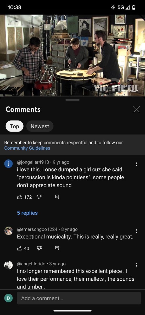 delia_perc's tweet photo. Researching music for percussion..looking up one of my bucket list pieces which really inspires me: "A Man with a Gun Lives Here" by Steve Snowden
https://t.co/09IrRtUfn8
The top comment though 🤣
#appreciatesound #percussion #soundcreator #bassdrum https://t.co/5bmdgKMIFy