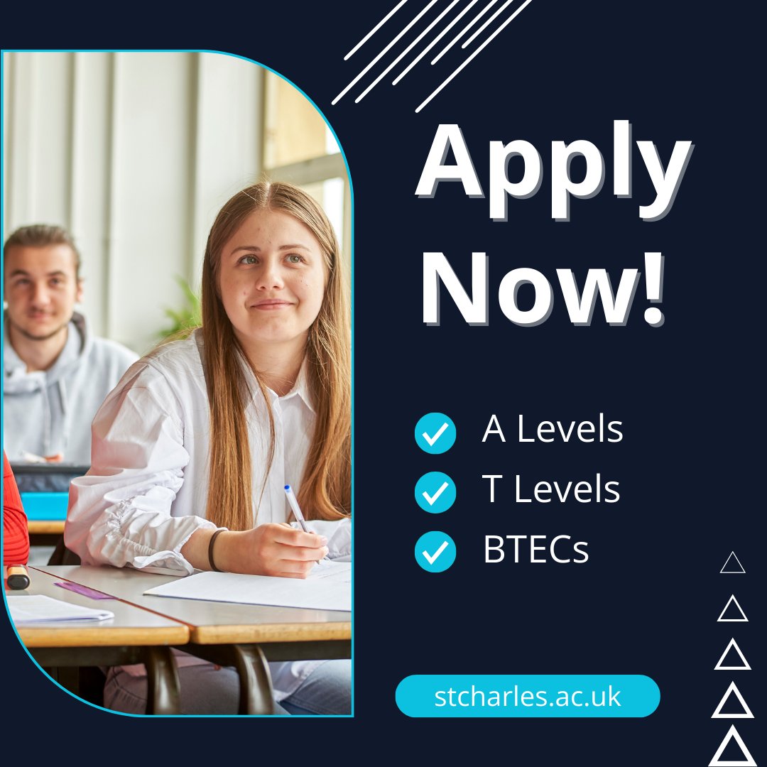 Applications are now OPEN for entry in September 2024. To Apply, head over to our website and click > Apply Now. #applynow #applications #wearestcc #collegeapplication #sixthformcollege #stcharles #westlondoncolleges