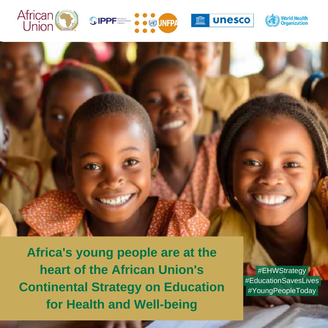 UNFPA_ESARO's tweet photo. @_AfricanUnion's Strategy for Youth Well-being unites nations, civil society, &amp; stakeholders.

Together, we pave the way for a healthier, more prosperous future for Africa's youth. 🌍 🫱🏾‍🫲🏿

 [Link] https://t.co/ohJJTl9Mv7

#EHWStrategy #YoungPeopleToday #EducationSavesLives https://t.co/R4W9lh0gUq
