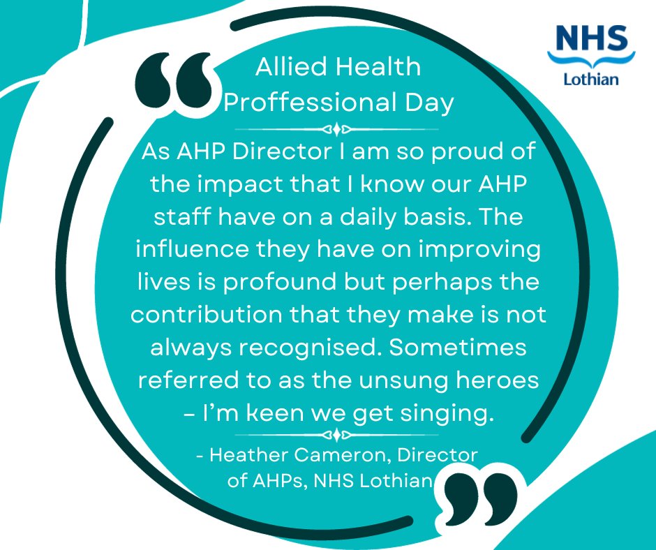 Today is Allied Health Professionals (AHP) Day❗ A day to understand & celebrate the work of our amazing AHPs 👏 We’ve caught up with Heather Cameron, Director of Allied Health Professionals in NHS Lothian, to find out more about the work she does: ow.ly/L5sX50PWwu3