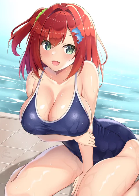 スク水入華ちゃんに寄せたショートストーリーを書きました(1/2) #ドルフィンウェーブ 