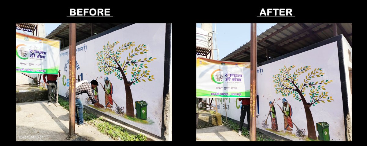 cbjbp's tweet image. Slogan painting on conservancy vehicles / Painting on PGL walls in Cantonment Board Jabalpur on 14.10.2023 under SCDPM3.0

@pddecc 

#SpecialCampaign3 

#swach