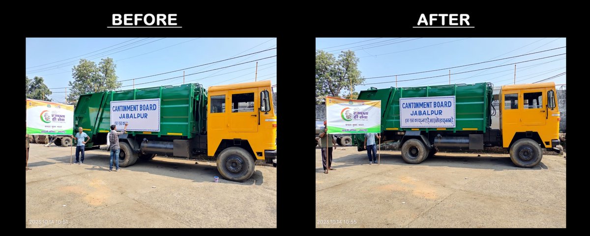 cbjbp's tweet image. Slogan painting on conservancy vehicles / Painting on PGL walls in Cantonment Board Jabalpur on 14.10.2023 under SCDPM3.0

@pddecc 

#SpecialCampaign3 

#swach