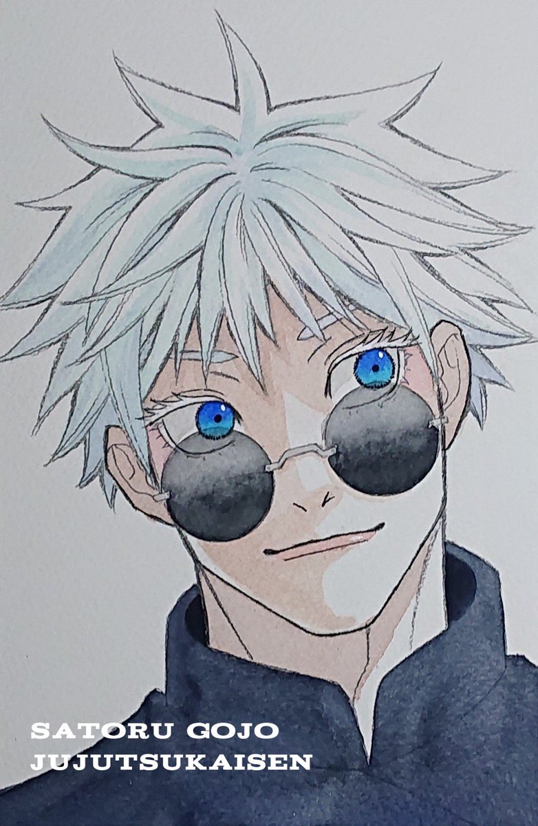 gojou satoru 1boy male focus blue eyes solo white hair short hair sunglasses  illustration images