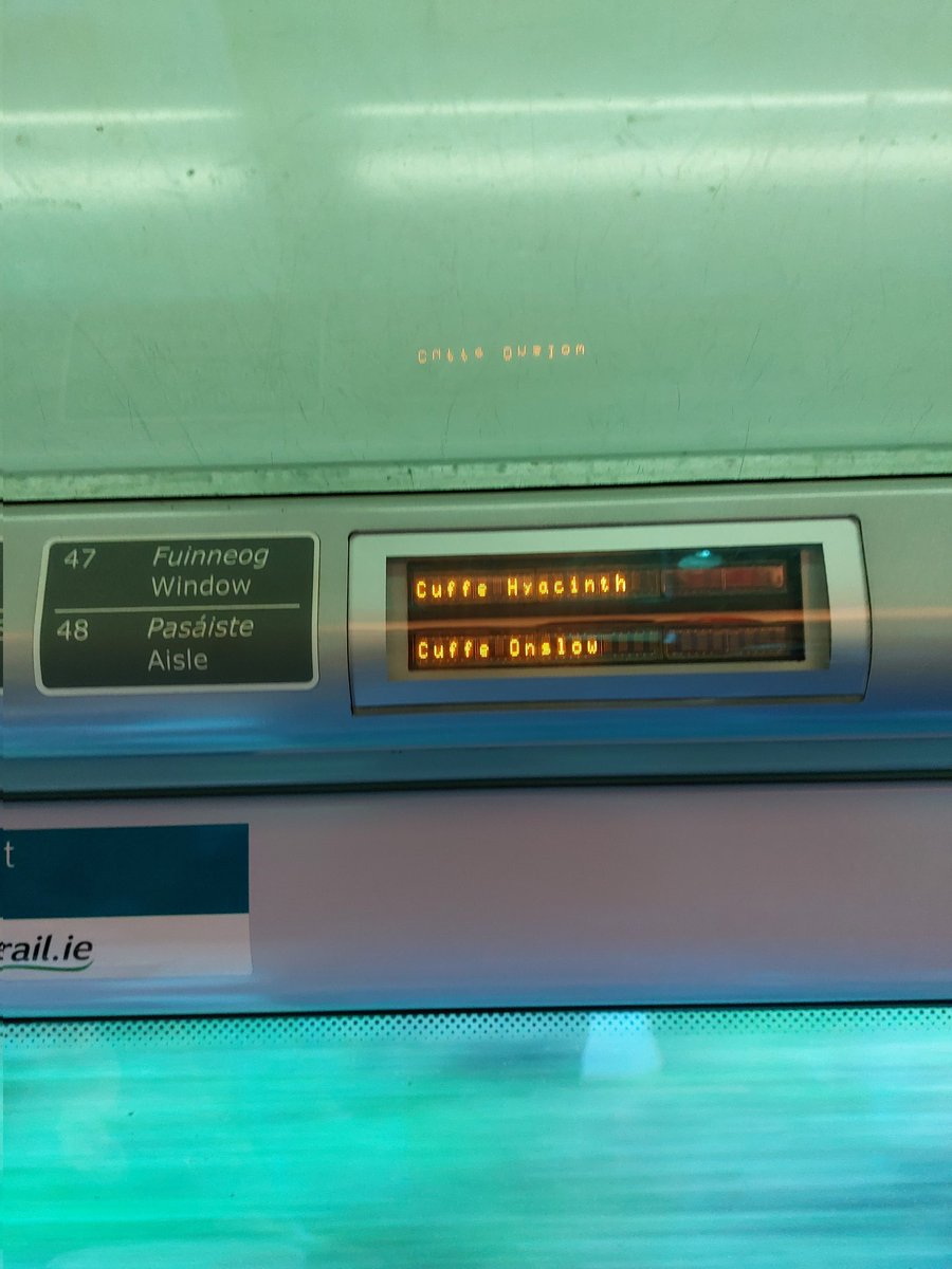 P_OsborneAuthor's tweet photo. Love to see things like this on the train. People with a sense of humour or perhaps just 
Keeping Up Appearnces... 😁 
#IrishWit
#ComedyGold
#BBC https://t.co/DACFXDSrS1