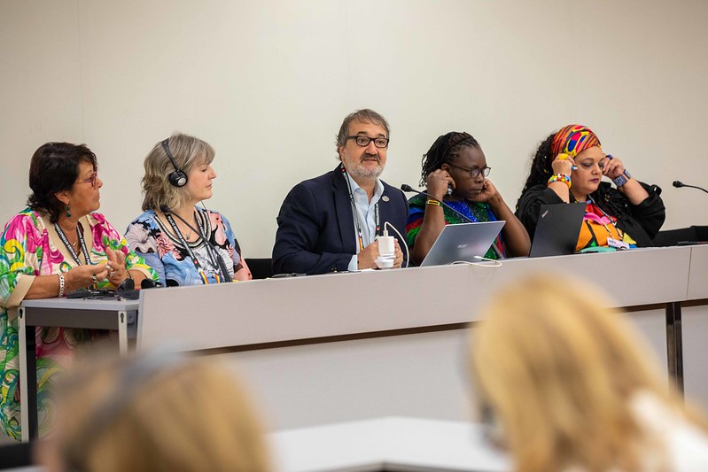 Speakers during Global education support and cultural workers/media on the 12th Oct. 'No privatisation of public service'.