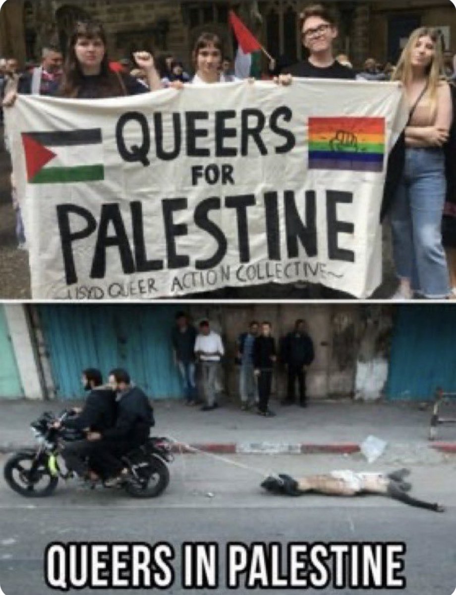 bakalaofresco's tweet photo. ¿Hay algo más absurdo que los gays defendiendo Palestina?

 ¡El Islam castiga a la homosexualidad con la muerte!

 ¿Qué tienen estos idiøtas en la cabeza? https://t.co/CWBIRQo1zi