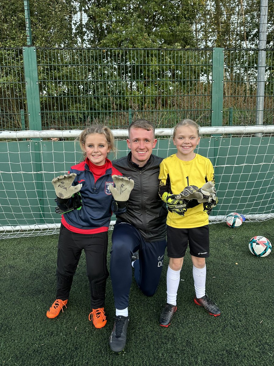 ClubGoalie's tweet photo. A massive thank you to @alexbrooks12 from @RoversWFC for the personalised, match worn signed gloves. We had two very happy girls attending @ClubGoalie yesterday evening! 

⚽️🧤😄
@Rovers https://t.co/r7NCLh33z5