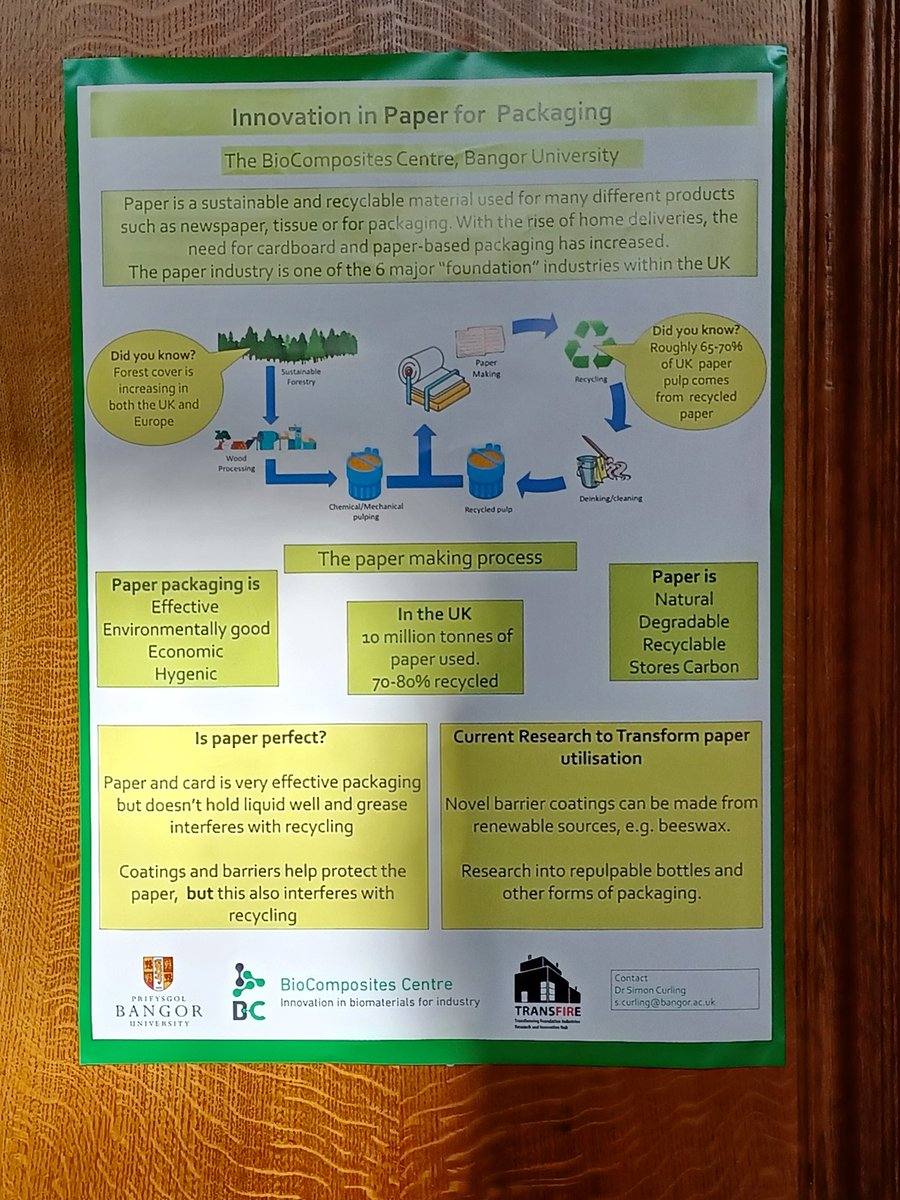 Scifencer's tweet photo. Getting to the start the Bangor University community day where we are talking about alternatives to plastic packaging, including the work we are doing on paper with the Transfire project. @TransFIReHub  @BCBangor @BangorUni https://t.co/Qr6ALujeHV