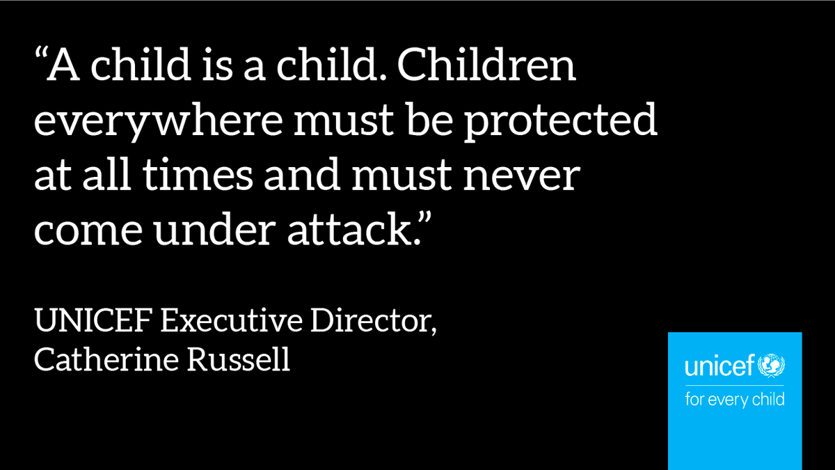 UNICEF calls for an immediate ceasefire and safe access to scale and sustain life-saving services for children, no matter who they are, or where they are. A child is a child.