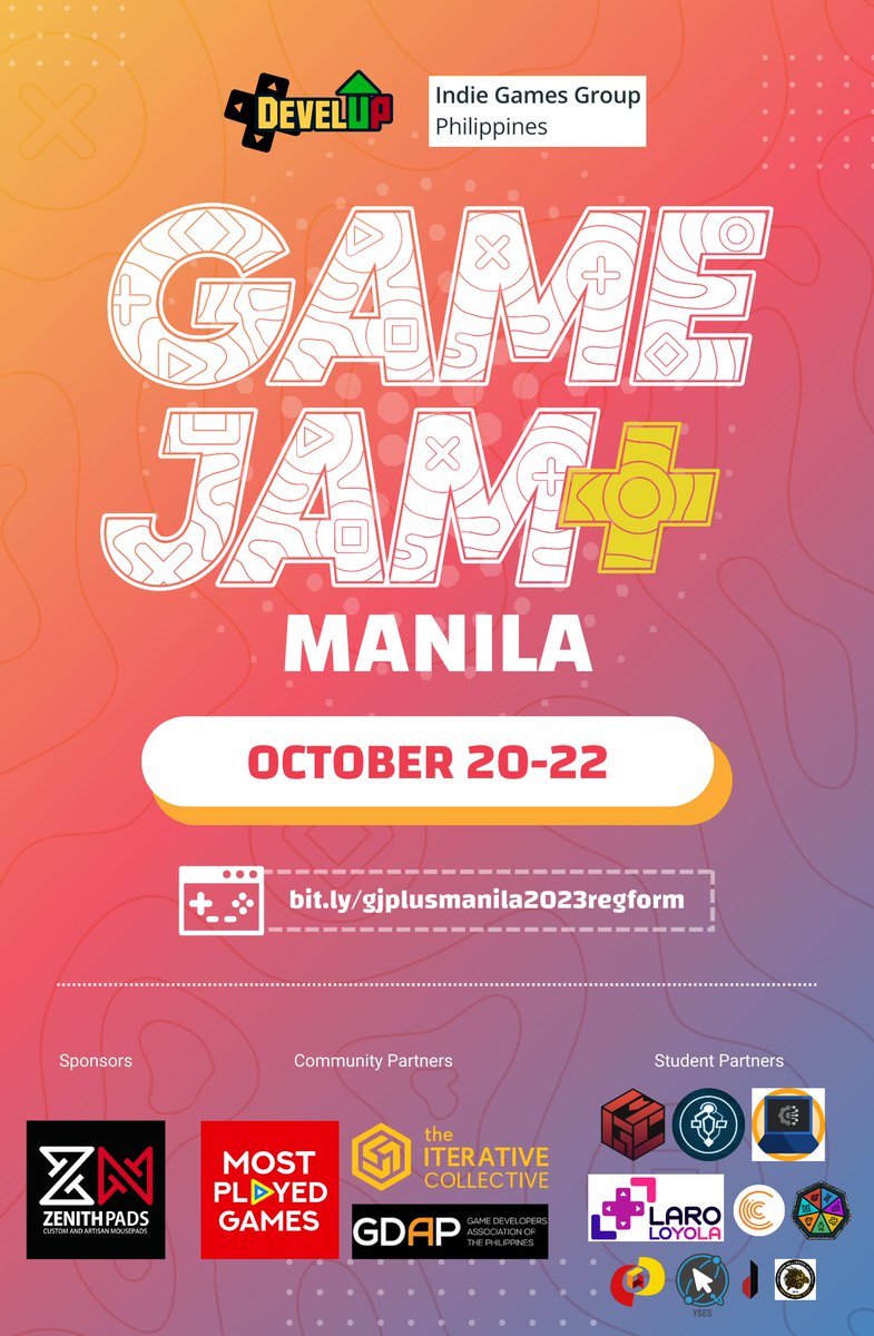 DevelUP_Diliman's tweet photo. Get those creative juices flowing and turn that dream game into reality 💡🎮

Be our plus one on October 20-22 for #GameJamPlusManila! 👆

Register now: https://t.co/76lL3dF3q2

#DevelUP #GameDevPH #gamedev https://t.co/UyFo4yqQPK