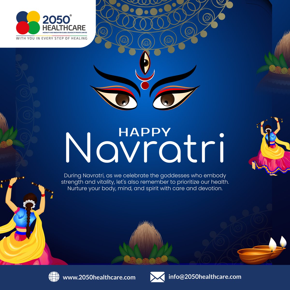 Elevate your health to new heights this Navaratri! 2050 Healthcare wishes you a festival filled with energy, positivity, and well-being. Let the spirit of Navaratri inspire a journey to your best self. ✨

#Navaratri #2050Healthcare #WithYouInEveryStepOfHealing