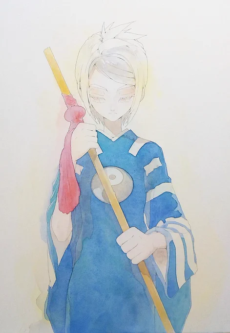 #一次創作 #創作漫画 #コミティア 途中経過。A3に描いているせいか進みが物凄く遅い。こんなはずでは…#オリキャラ #イラスト #少年漫画 #art #アナログ絵 #水彩画 