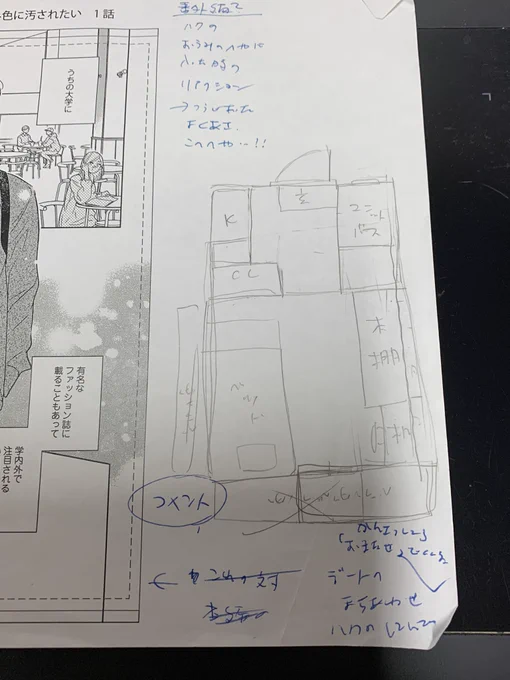 続編を描くにあたり、、桜海の部屋の間取りどこかに描いてたかなー💦って探したら出てきました...!!あーー取っておいて良かった〜

あと走り書きメモ✍️
「乱してやりたいというより満たしてやりたい(by映空)」笑

これ以前にも載せたかも?きっと同じところ突っ込んでそうだ 