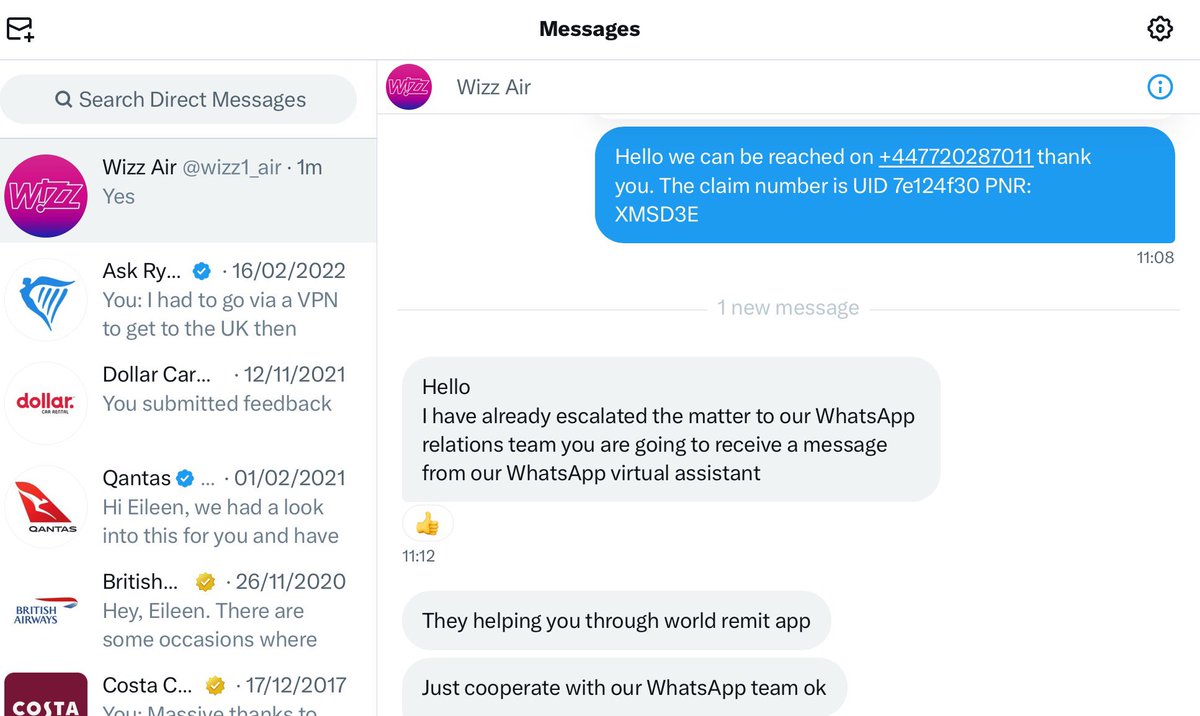 36eil's tweet photo. @AskWIZZ frightening that my phone number sent to @wizzair ended up with fake account wizz-air and that they còuld tell me which flight I was on based on my reservation number. Your system is not secure. https://t.co/JDwu4esjGS