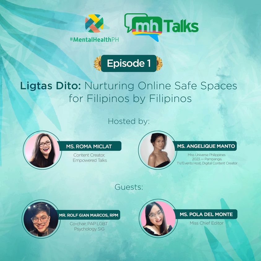 mentalhealthph's tweet photo. #MHTalksS6 #LigtasDito in few minutes!
Join us at 7PM via Facebook for the #MHTalksS6 Episode 1.
Follow and bookmark this thread for live Tweets!
Join: https://t.co/MwmOYdcjWF https://t.co/VN5mSvyDtB