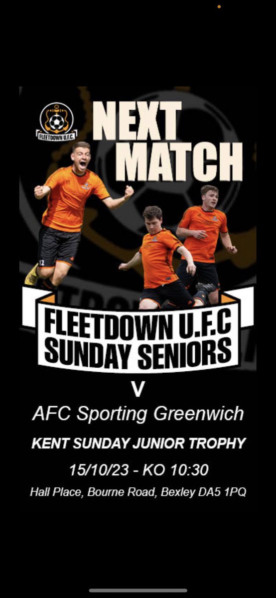 🚨CUP WEEK🚨

🆚<a href="/AFCSGwesfa/">AFC SPORTING GREENWICH</a> 

⏰10:30 

🏟️ Hall Place 

🏆KSJT