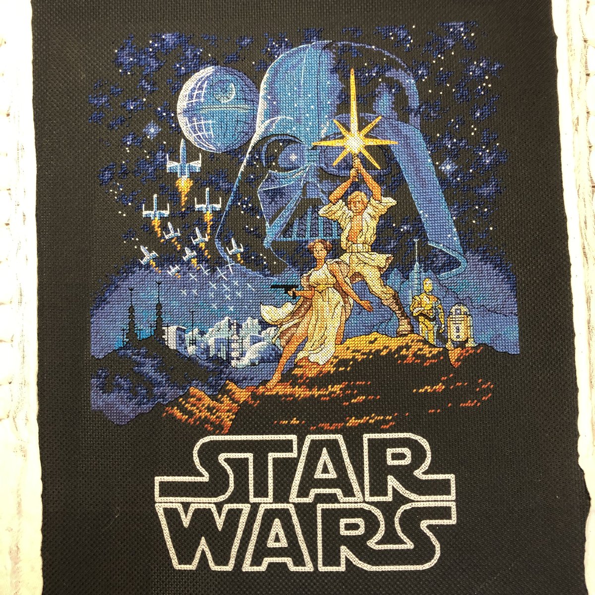 did I ever show you my completed #StarWars #CrossStitch pretty pleased with this one
