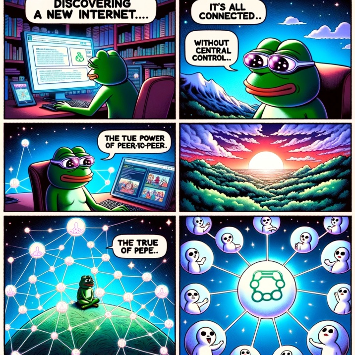 urbitguide's tweet photo. Pepe frog &amp; Urbit comics (by Dalle-3) https://t.co/RHanoU291e