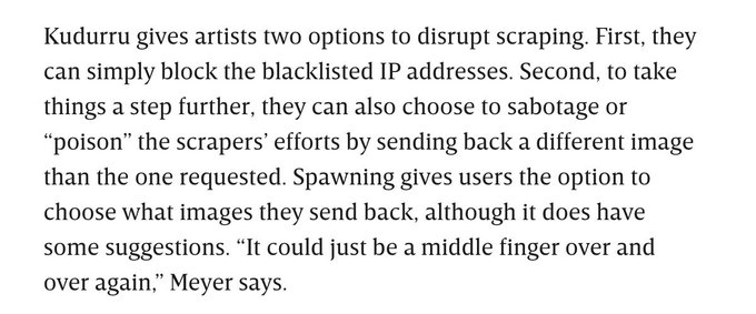 A New Tool Helps Artists Thwart AI&mdash;With a Middle Finger https://t.co/F55baQZstP https://t.co/vN7NI43