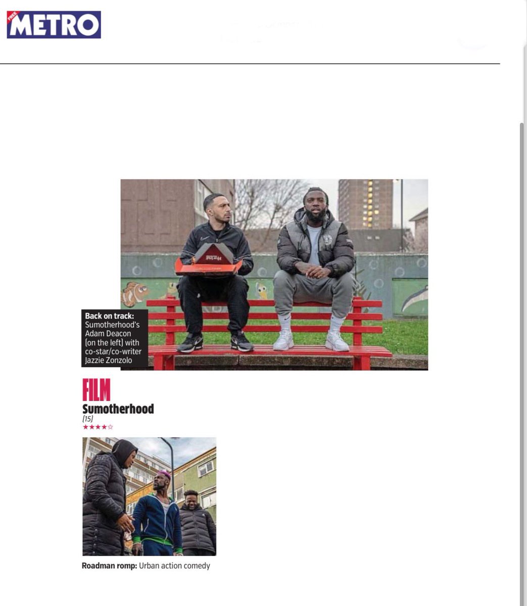 realadamdeacon's tweet photo. It’s four stars from the @MetroUK 

⭐️⭐️⭐️⭐️

#Sumotherhood https://t.co/xNDS0gNSpe