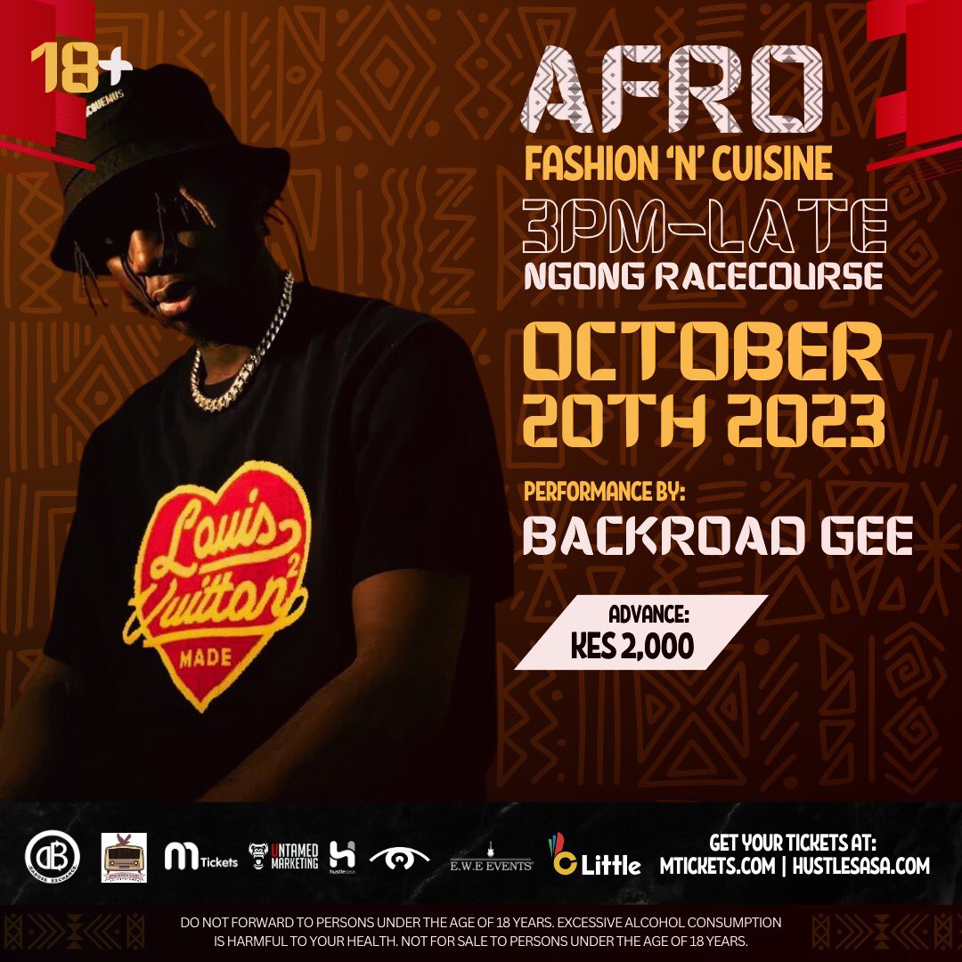 KukiMagana's tweet photo. 6 more days to the event of the month 😍
@backroadgee fans are you excited? I know I aaaaam
LIVE on 20th October at Racecourse. I love me a good price for good vibes and damage is only 2000KSH. Come eat and dressed up for an occasion to remember 😍
See you then 🥳 https://t.co/ew2lnM7wf3