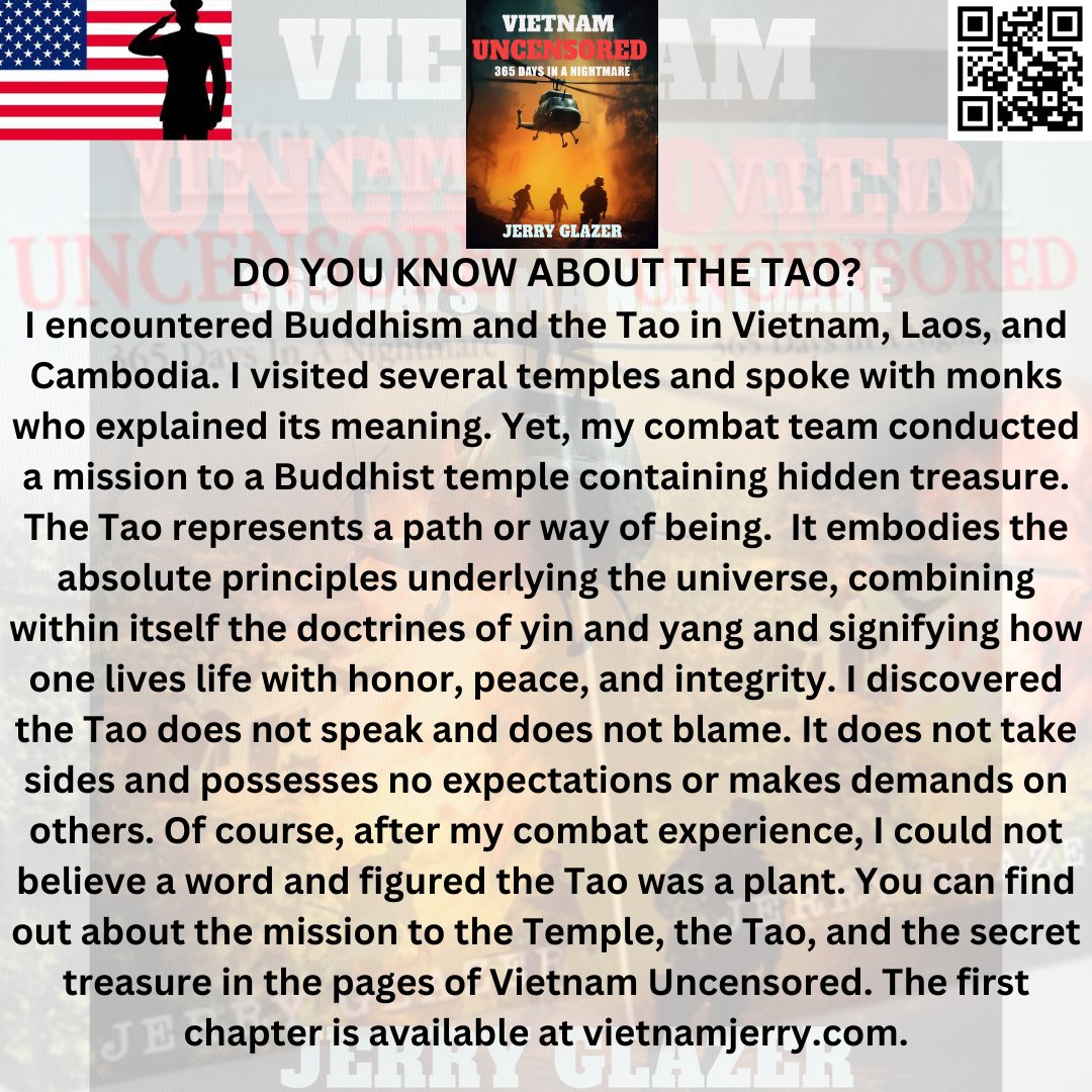 jerry_glazer's tweet photo. DO YOU KNOW ABOUT THE TAO?
Thoughts taken from Vietnam Uncensored.
#vietnamwar
#vietnamvets
#ptsd
#readingcommunit
#selfpromotion
#writerslift https://t.co/dnn3BTRLHh