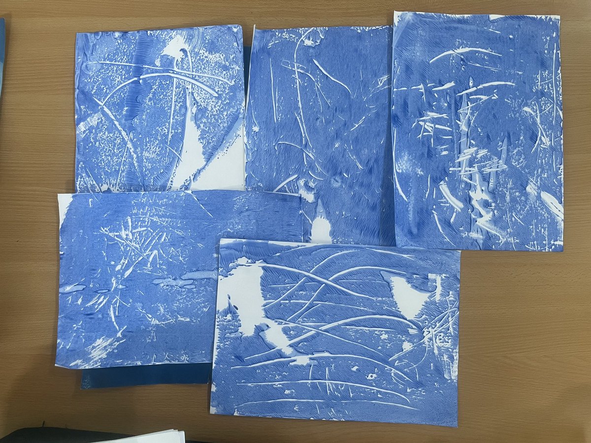 So happy with outcomes of Nurture’s art. We’ve been experimenting with printing using photographic paper and mark making in paint for our wind and sun themed days @heathfld <a href="/MarieSmithSEND/">Marie Smith</a> #inclusion #SEND #youngartists