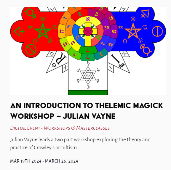 Tonight's Workshop - An introduction to Thelemic Magick Workshop - Julian Vayne #ThelemicMagickWorkshop #ThelemicMagick #JulianVayne @TheLastTuesdayS thelasttuesdaysociety.org/event/an-intro…