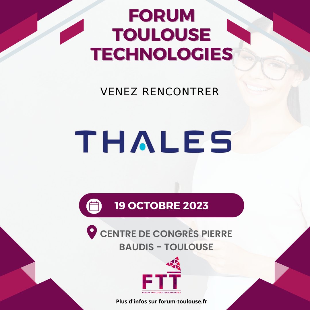 🌟 En quête de stages, d'alternances ou d'emplois passionnants? 🚀

🗓️ Inscrivez-vous dès maintenant au Forum Toulouse Technologies et boostez vos chances avec Thales et 60 autres entreprises. 🔥

📍Rejoignez-nous ici 👉 bit.ly/ftt23 💼✨