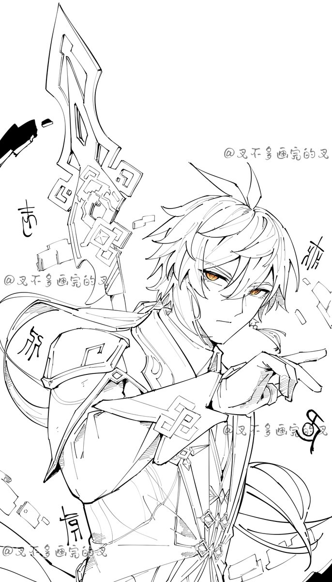 chacha6688's tweet photo. 钟离【是约稿所以有点水印】 #GenshinImapct #钟离 https://t.co/vFUpws15x8