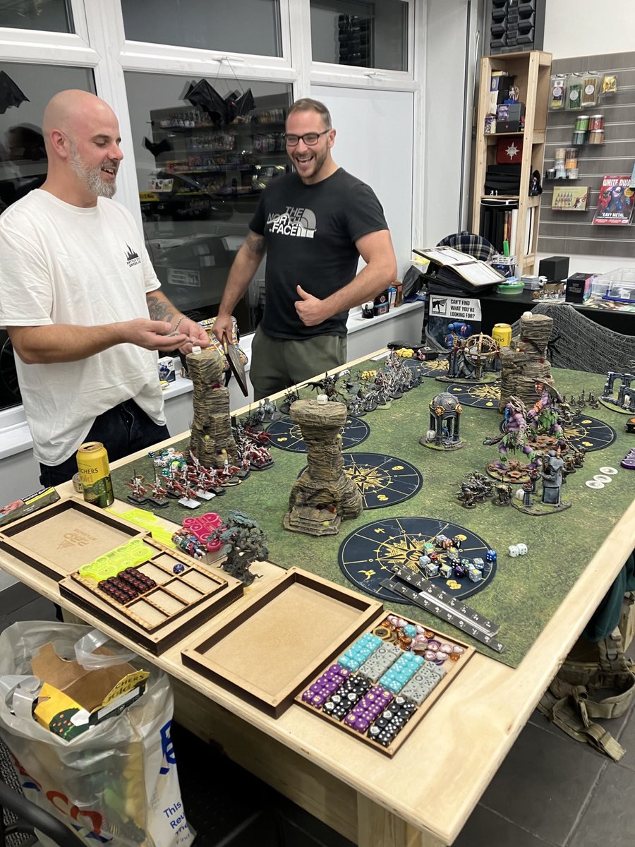 Cheeky little doubles game in the store last night ⁦<a href="/BattleCityGs/">Battle City Games Ltd</a>⁩ 

Tables are now up and running any one wanting a game wether it be to brush up on playing or just for laughs and giggles and rolling some dice , just come on down .. if can’t find an opponent  we will help