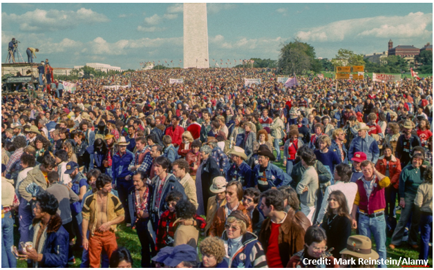 erikpioneerpunk's tweet photo. October 14, 1979, was the epic first National March on Washington for Gay and Lesbian Rights. Just 10 years after Stonewall, the event drew over 100,000 people and was followed by three days of workshops, strategy sessions, focus groups, and artistic performances. #ComeSoFar #StillSoFarToGo
