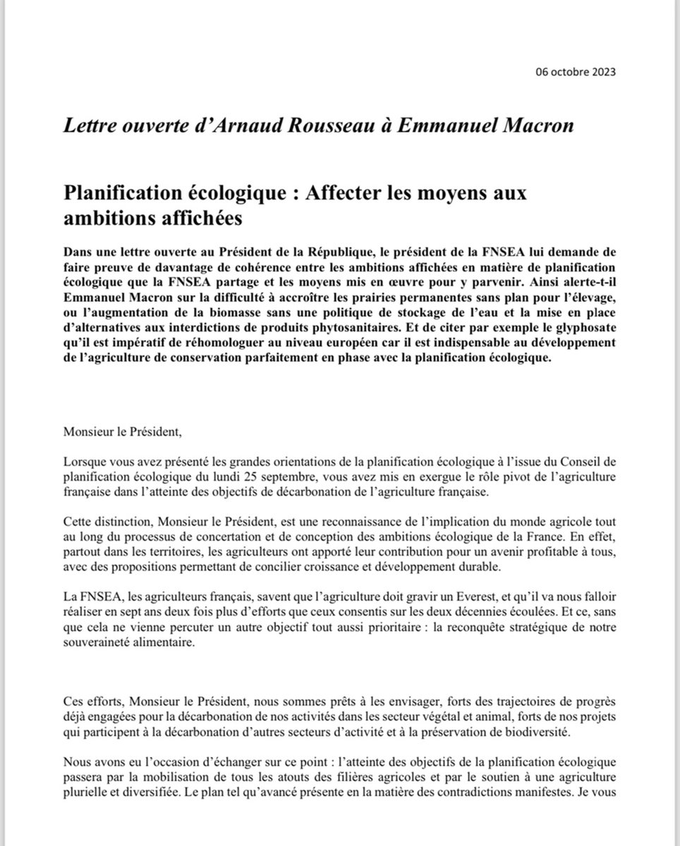 rousseautrocy's tweet image. Le #glyphosate est clé pour le développement de l’#agriculture de conservation des sols. Il n’y aura pas de #PlanificationEcologique possible sans un usage raisonné du glyphosate, comme cela se pratique aujourd’hui. 
@EmmanuelMacron  @MFesneau RDV mi-novembre pour sortir des…