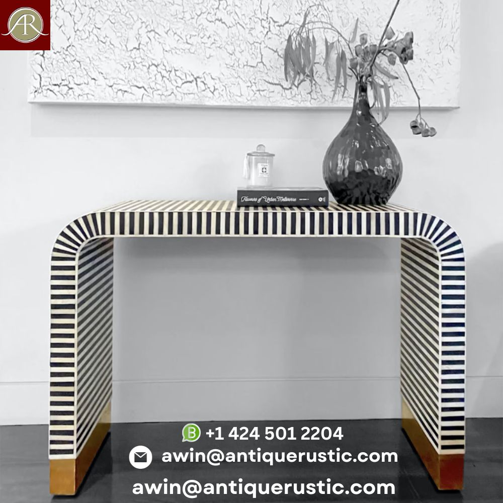 'Artisan-Crafted Bone Inlay Console'
Visit Now for More Info -  
 Contact Detail - +1 424 501 2204 
 Email - awin@antiquerustic.com
#BoneInlayConsoleTable #HandcraftedElegance #ArtisanalDesign #LuxuryFurniture #ExquisiteDetailing #TimelessBeauty #HomeDecor #InteriorDesign