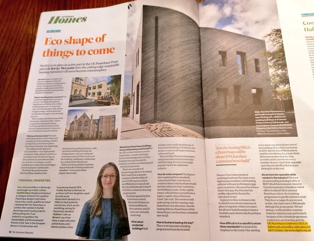 Passivhaus Trust (@passivhaustrust) on Twitter photo Great to see #Passivhaus feature with @SarahASLewis in today's <a href="/Scotsman_Prop/">Scotsman Property</a> ahead of #UKPHC23 Passivhaus Conference 16-17 October in #Edinburgh. Online conference tickets still available: ukphc.org.uk Great to see #Passivhaus feature with @SarahASLewis in today's <a href="/Scotsman_Prop/">Scotsman Property</a> ahead of #UKPHC23 Passivhaus Conference 16-17 October in #Edinburgh. Online conference tickets still available: ukphc.org.uk