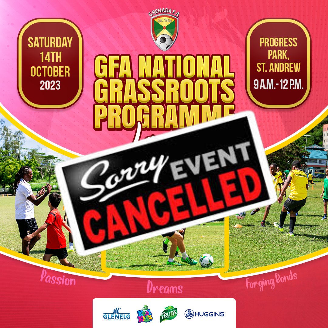 Due to the unfortunate fire last night, today's National Grassroots programme launch at Progress Park, St. Andrew has been cancelled. We do apologize for any inconvenience caused. #GrenadaFA #spicefootball