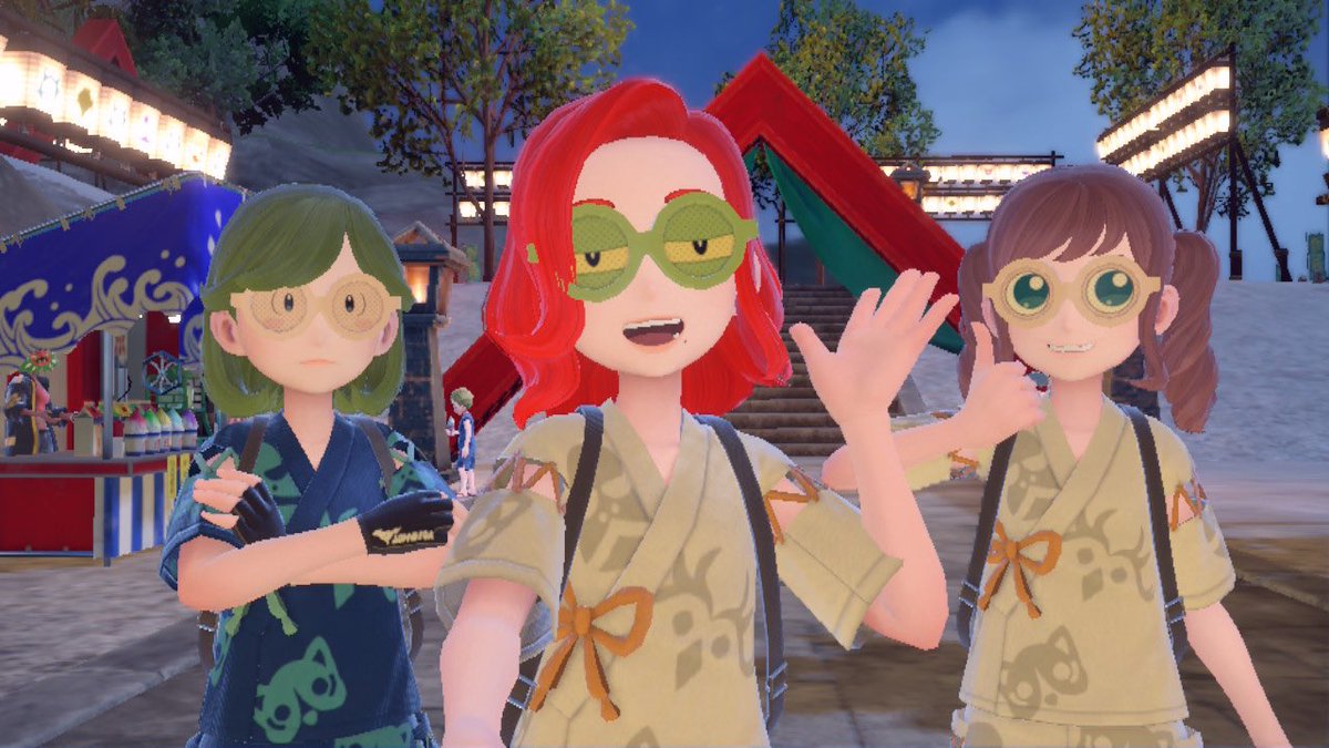 ___and_A's tweet photo. 先日の三銃士ピクニックの写真✌️
もう夏も終わったけど夏祭り行きたくなっちゃったな 💜🧡💚 https://t.co/UzflapUn3v