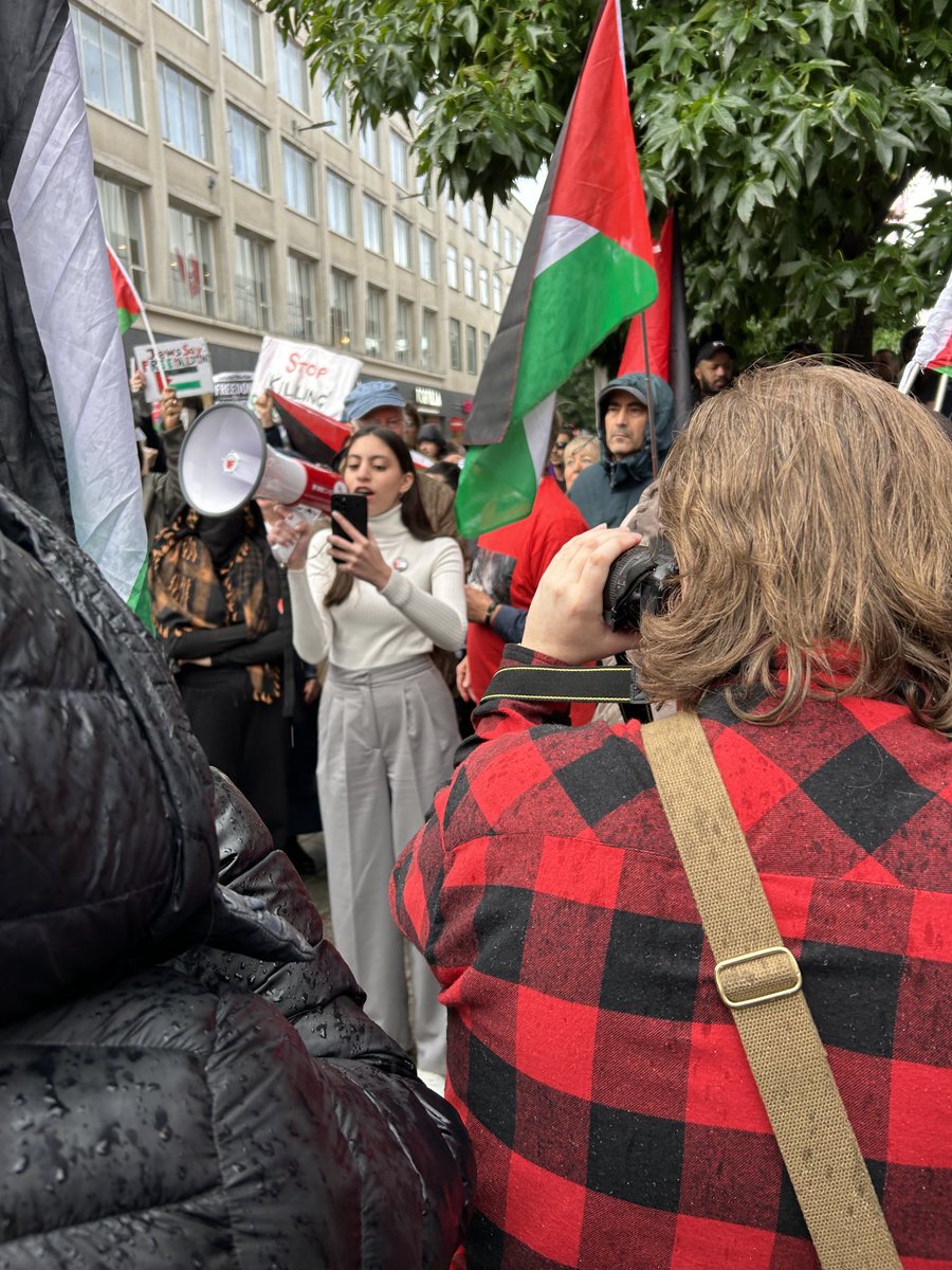 Demonstration to end the violence and the occupation of Palestine.
  
Liverpool today.