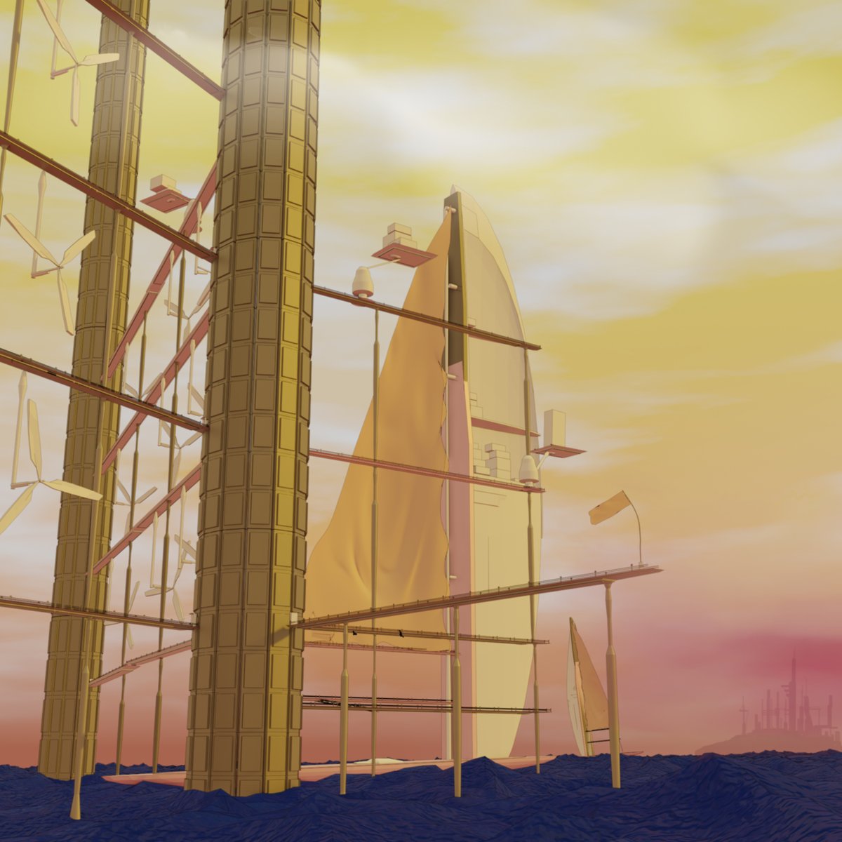 JOYNUS2's tweet photo. 昨年blenderで出力、クリスタで調整して作成。高所の３Dデータを扱っていると、登山時と同じような気分になって爽快。同じ脳領域が刺激されてるのかも。線画を入れたり影を調整して３Dっぽさを薄めると温かみのあるキレイなイラスト風になって良い感じがする。
＃blender #イラスト #CLIPSTUDIOPAINT https://t.co/g5fTrzrWJg