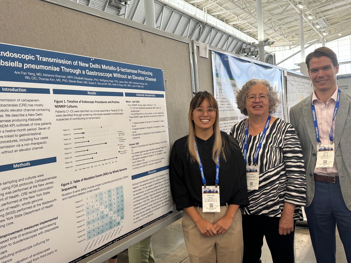 RWJMS_ID's tweet photo. #IDWeek2023 @rwjmsmedicine resident Dr Ann Yang presenting a poster on NDM transmission via a gastroscope! https://t.co/lts8xFh4SN