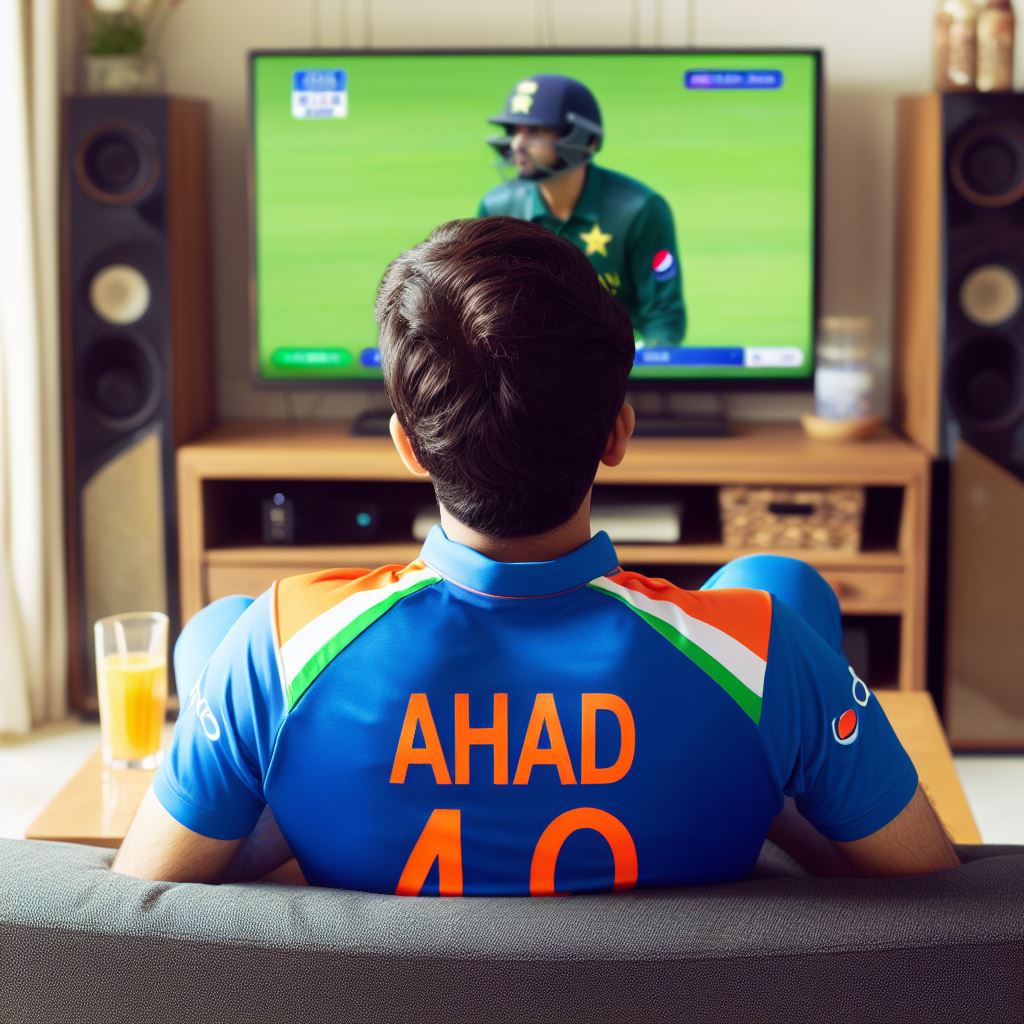 newpiratecrew's tweet photo. Watching #INDvsPAK 
Created using #BingAI 
#CricketWorldCup2023 #IndiaVsPakistan https://t.co/n9ixbbVogL