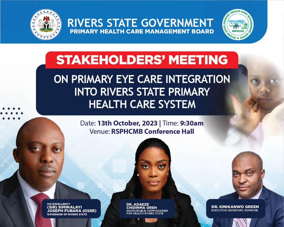 Riding on the momentum of #worldsightday2023, yesterday, we marked a significant milestone as the @riversstategov embarked on the journey to integrate primary eye care (PEC) into the Rivers State #PHC system.

#PrimaryEyeCare
#EyeCareForAll
#Health4AllRivers