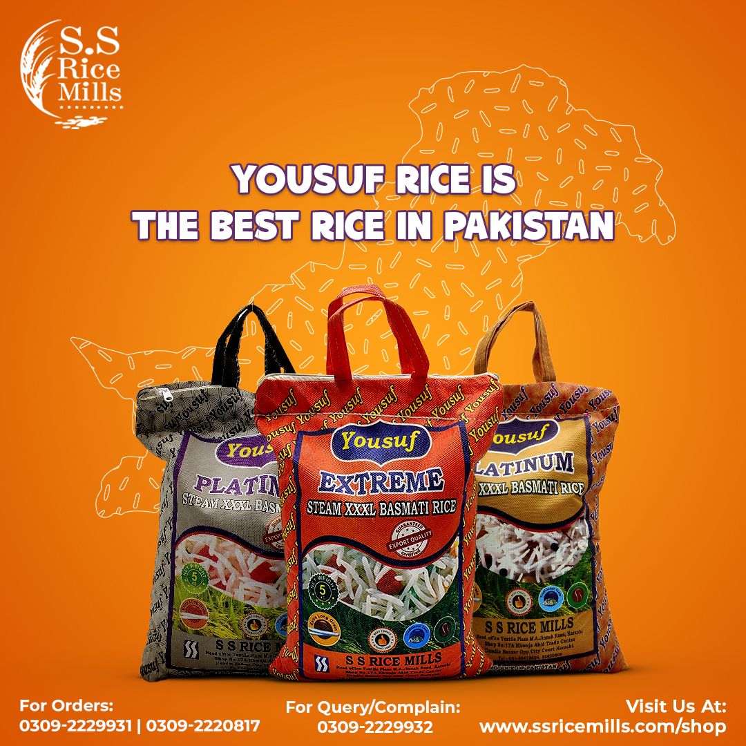 Indulge in the pure goodness of Yousuf Rice. Each grain is a promise of taste and quality.

Shop now:
ssricemills.com/shop/
For Complaints:
0309-2229932

#SSRiceMills #BasmatiRice #Basmati #HaveaRiceDay #SuperKernelBasmatiRice #Pakistan #Favorite #BasmatiRice #Sella #LongGrain