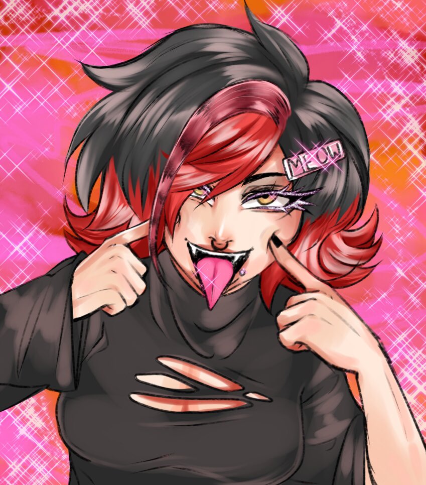 YinAnari's tweet photo. Art from my tiktok to show my improvement, please don’t mind the hand I know I messed it up 😭 I was also trying to go for a scene/goth look but idk if I did it right? It ain’t my usual style #digitalart #art #artist #scenecore #goth https://t.co/nPvWD6o9Lt