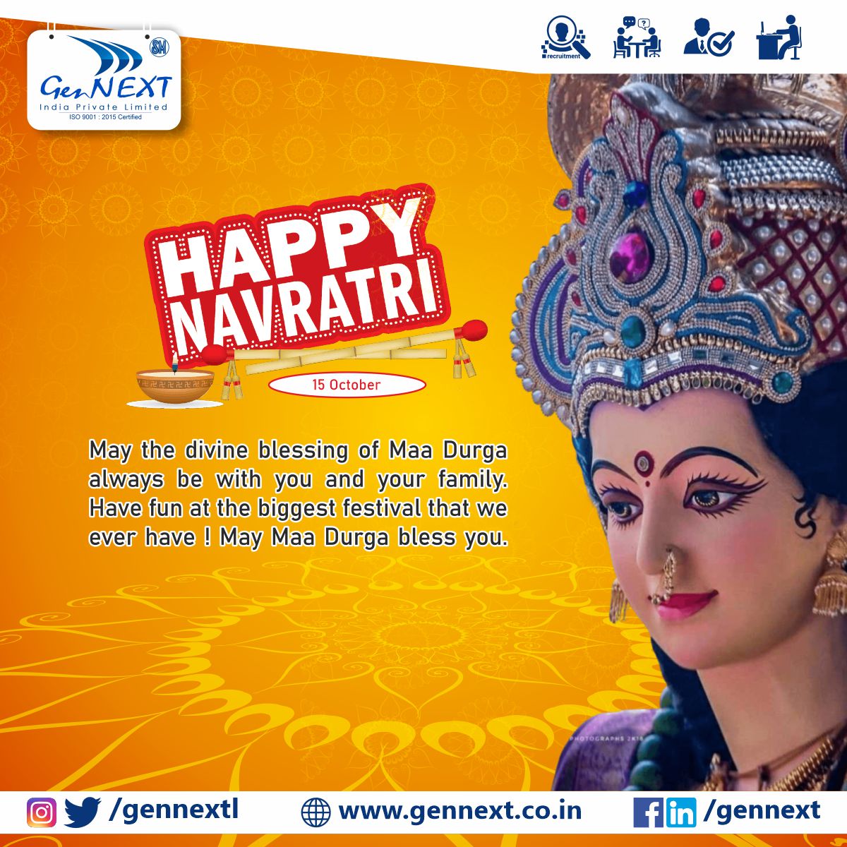 Happy Navratri to you too! May this festive season bring joy, prosperity, and good health to you and your loved ones.

#navratri #madurga #blessing #wishes #happiness #gennext #gennextjob #gennextindia