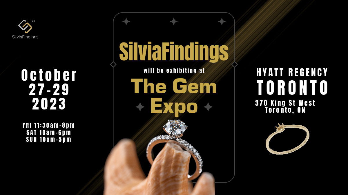 SilviaFindings's tweet photo. The Gem Expo is the place to be for jewelry  enthusiasts! Visit our booth to explore our selection of sterling silver &amp; gold  jewelry findings, settings, bails, chains, and more..... Let us help you find the perfect item to bring your creative ideas to life. https://t.co/24kSMt6sef