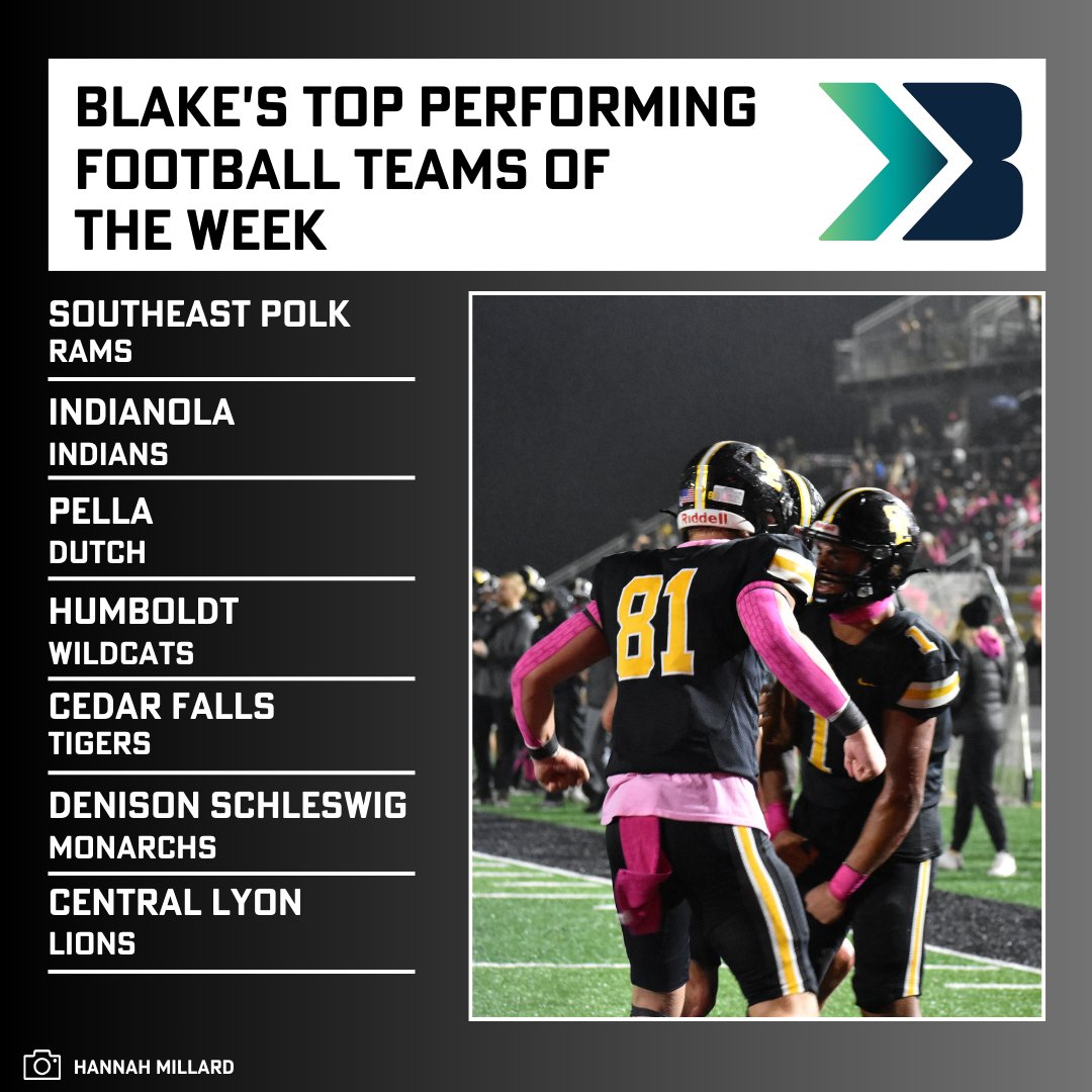 Blake's top-performing teams of week eight!

📸 Hannah Millard 

#iahsfb #ihsaa